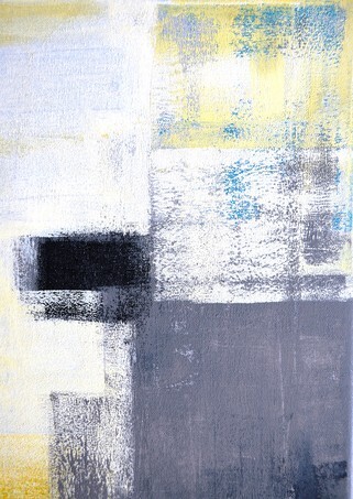 Teal and Yellow Abstract Art Painting